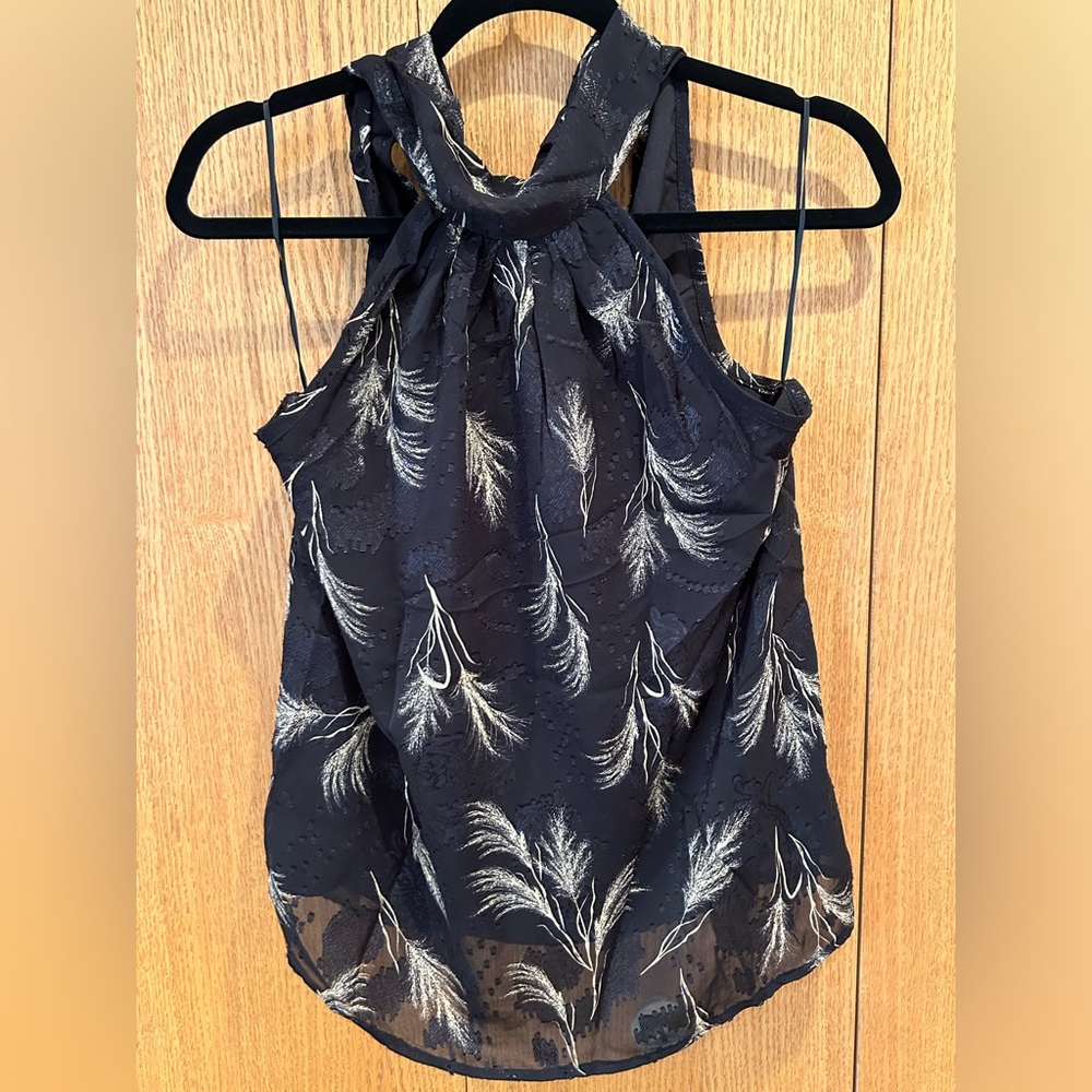 Bishop + Young Anthropologie Brand NWT Esme Tie Neck Top Women’s XS Black